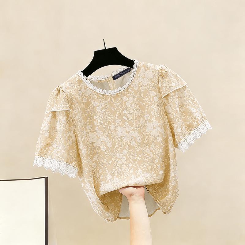 ZANZEA Women Casual Round Neck Summer Short Sleeve Print Blouse