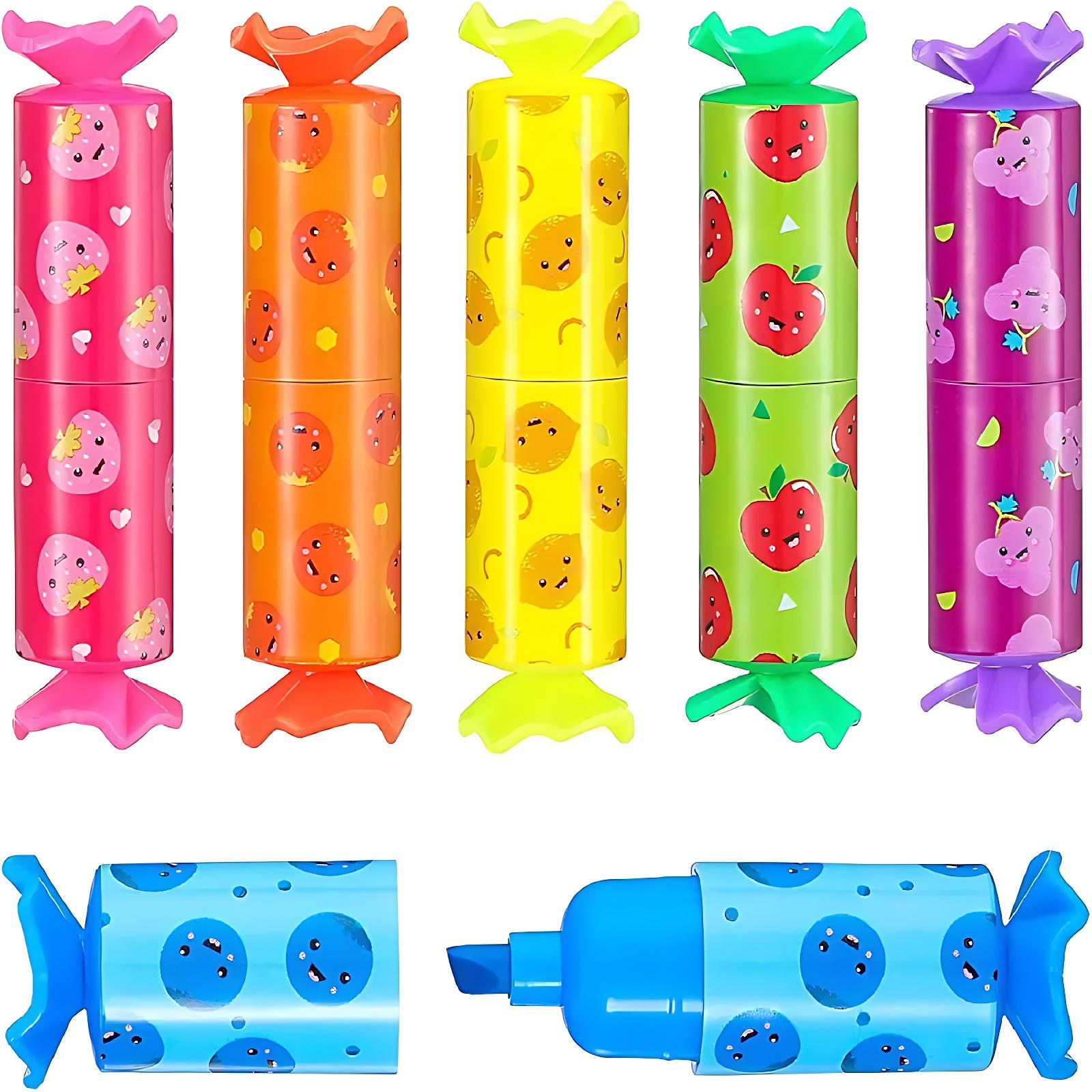 6pcs Colorful Mini Highlighter Candy Pastel Highlighter, Cute Chisel Tip Marker Pen, Party Birthday Drawing Poster Diary 6pcs