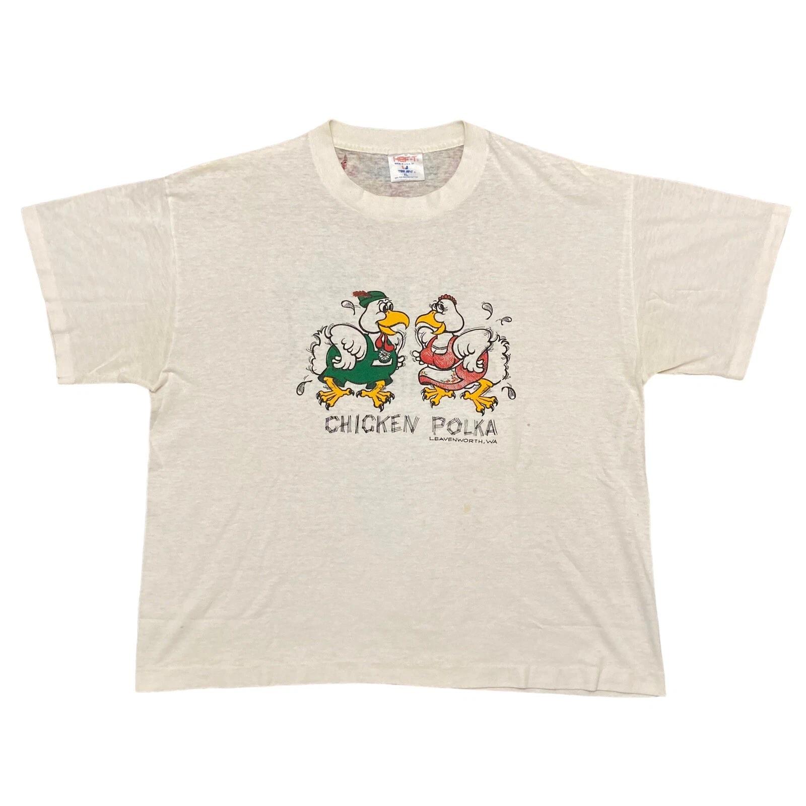 

Vintage Chicken Polka Leavenworth WA T-shirt XL Hef-T Single Stitch Made in USA 2XL
