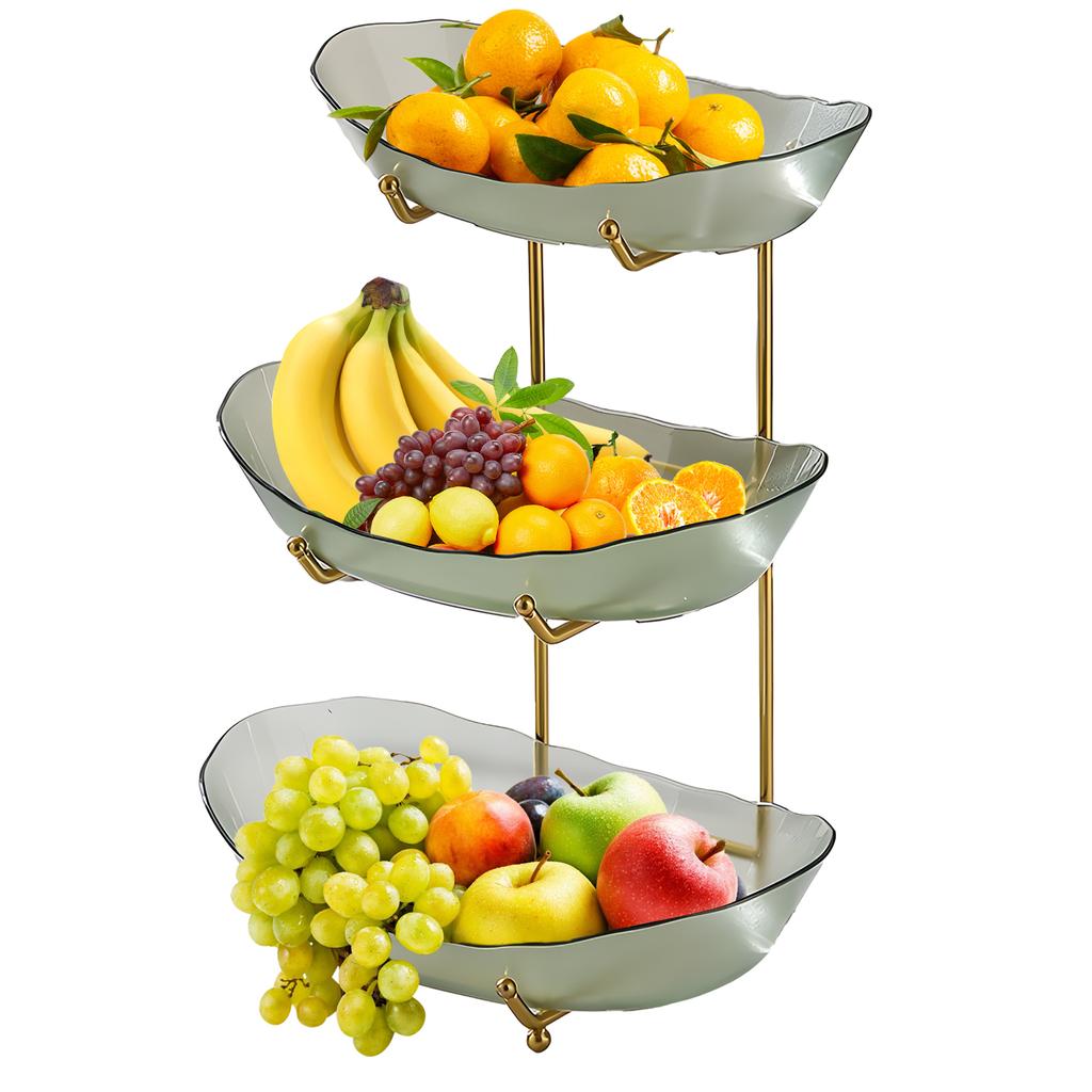 Party Fruit Bowl for Kitchen Counter 3 Tier Acrylic Fruit Basket with Serving Bowls and Metal Stand Tiered Serving Bowls Storage