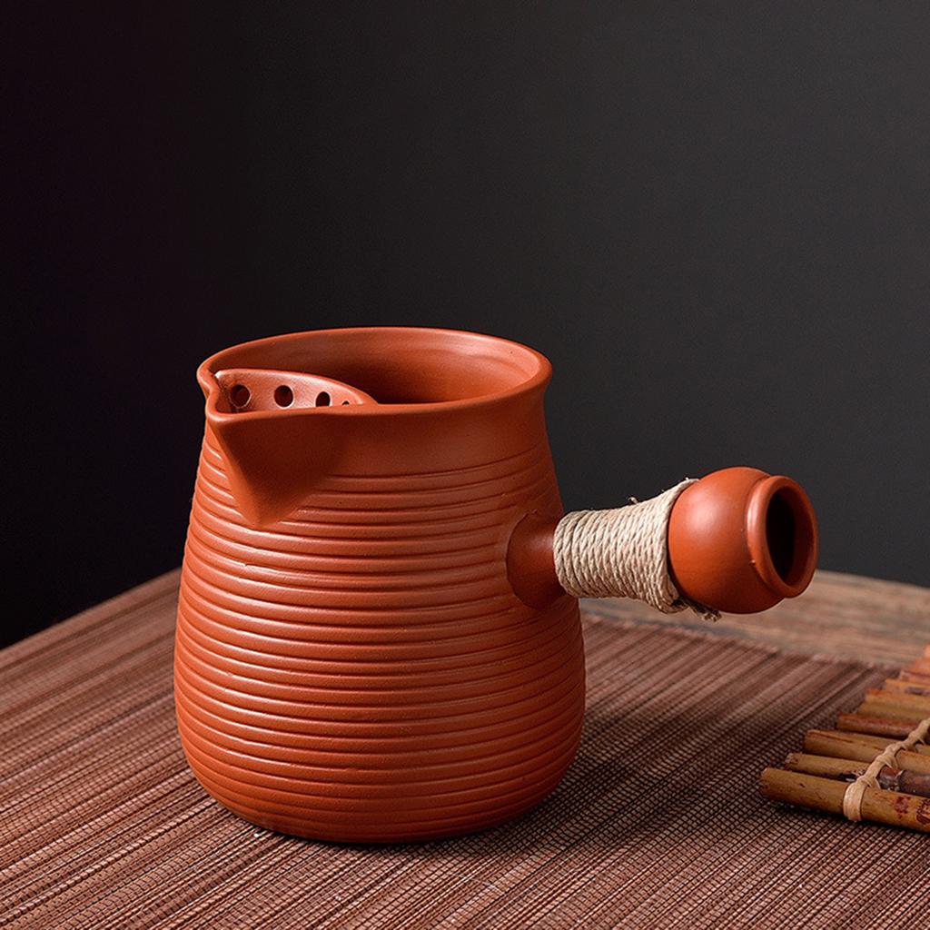 Chinese Ceramic Teapot Durable Tea Maker Kettle with Side Handle Tea Kettle for Restaurant Outdoor Hiking Household Hotel