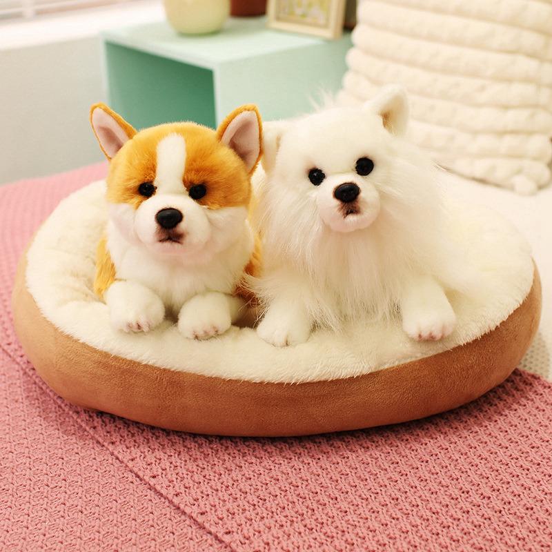 Simulation Pet Husky Corgi Plush Toy Cute Cartoon Animal Labrador Stuffed Doll Home Decor Gifts For Girl