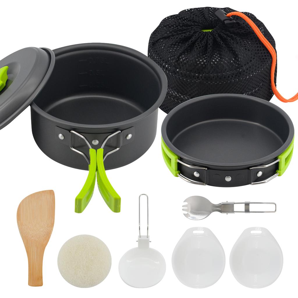 2022 Hot Product Outdoor 1-2 Person Portable Camping and Hiking Backpacking Cookware Set Outdoor Survival Emergency Kit