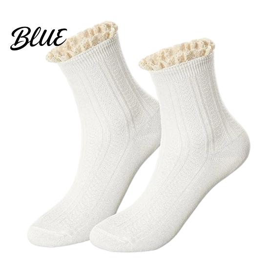 Legere Crew-Socken für Röcke Rüschen Damen Baumwolle Spitzensocken mit Rüschen Weich Atmungsaktiv Vintage-inspiriert Strumpfwaren Knöchel Tägliches Tragen Und Modisch
