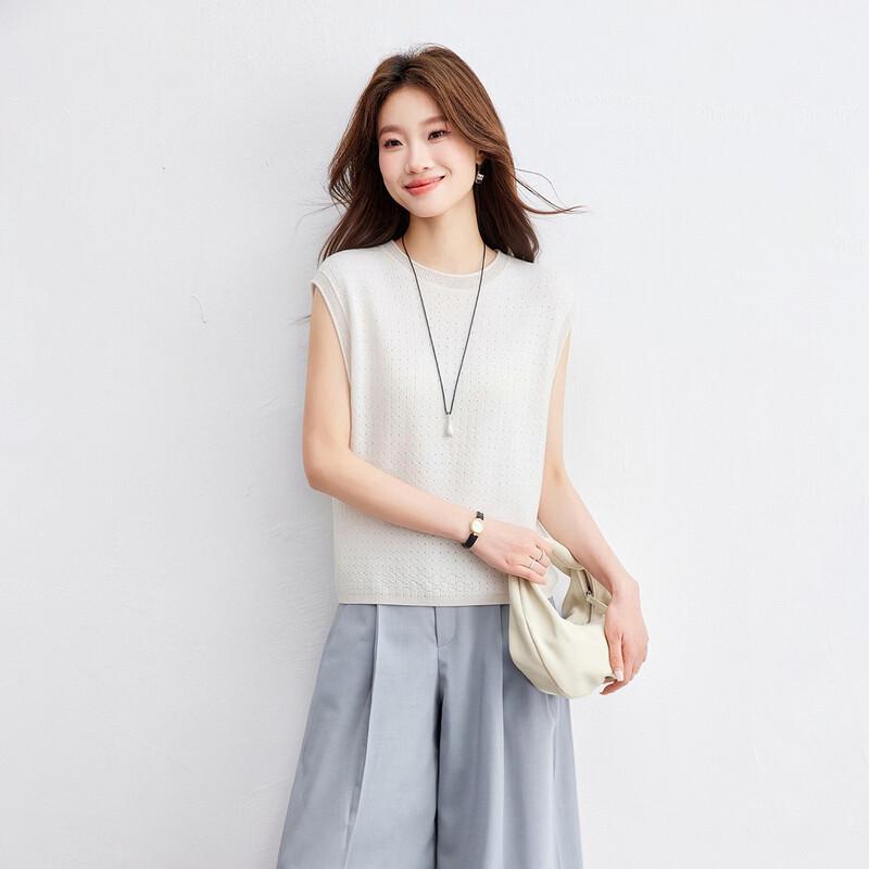 Srcr Women's Silk Blend Hollow-Out Knit Vest Top
