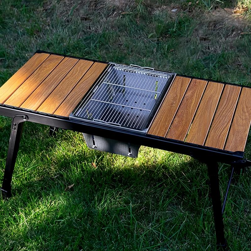 Outdoor Barbecue Charcoal Grill Portable Camping Stainless Steel Folding Wood Heater IGT Table Accessories Camping Cookware