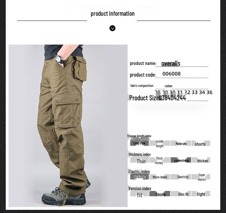 Men's Outdoor Multi-Pocket Loose Fit Straight Trousers