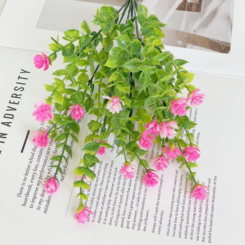 7-Fork 35-Head Eucalyptus and Camellia Artificial Flower Arrangement for Table and Outdoor Decor