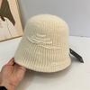 Autumn and winter wool patch fashion knitted bucket hat solid color warm simple bucket hat