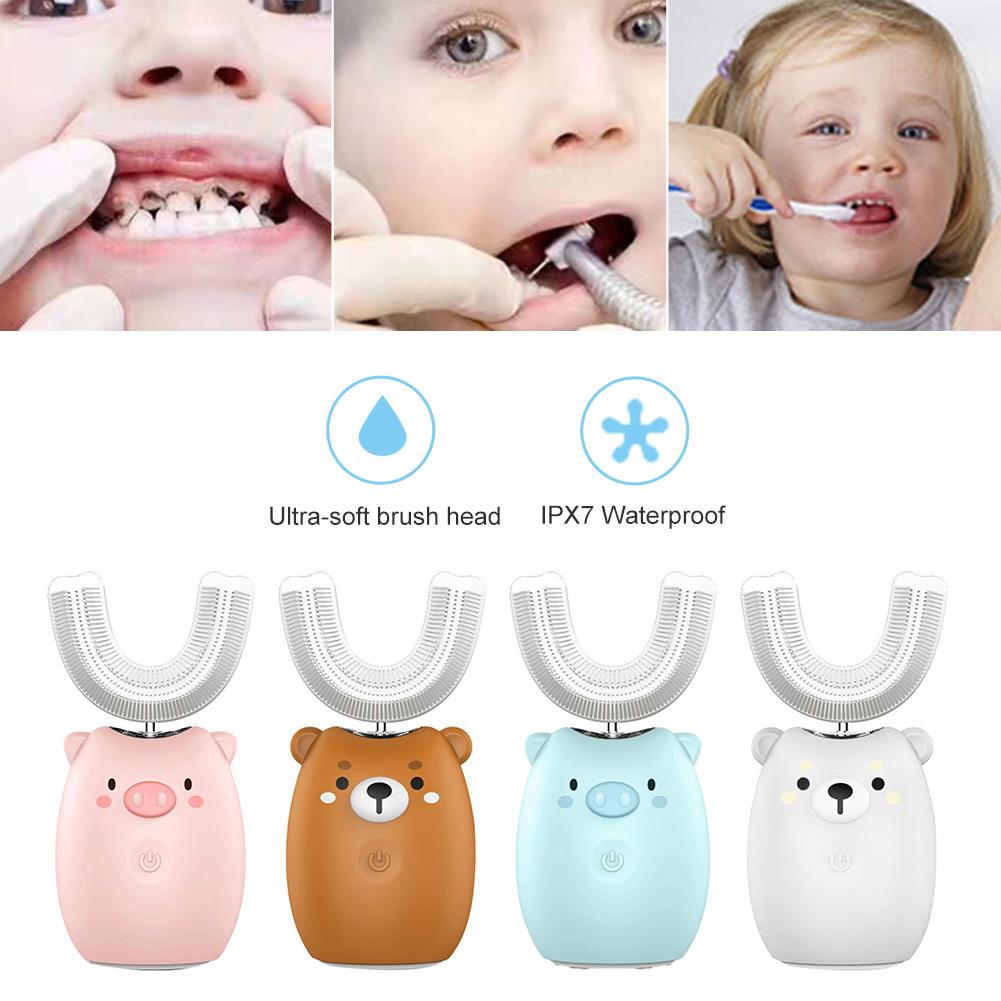 Children's Electric Toothbrush Cartoon Blu-ray Whitening Teeth Brush Rechargeable Waterproof Sound W