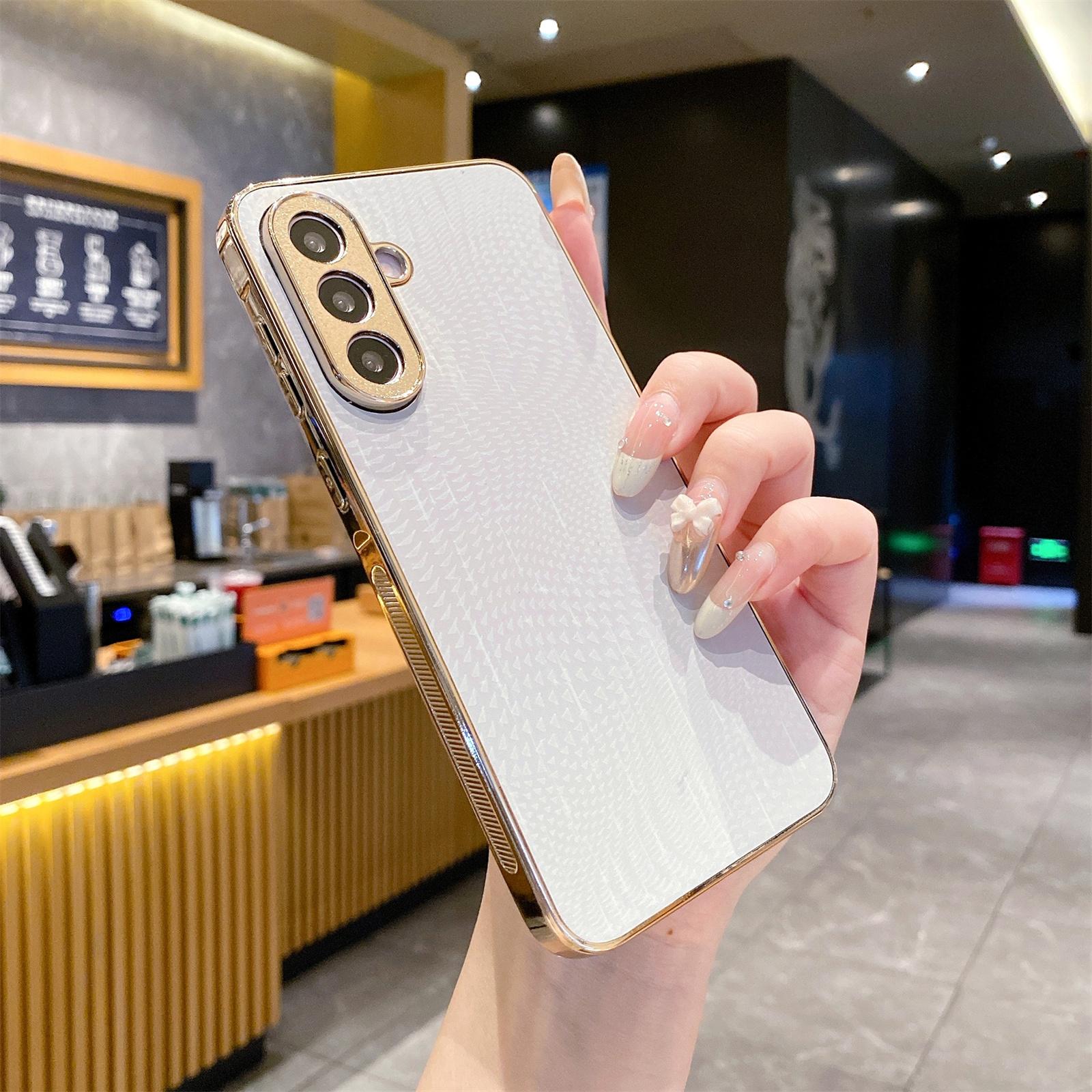 

Чохол для Samsung Galaxy A56 5G Гальванічне покриття Візерунок падаючої зірки PU+TPU+PC Задня кришка телефону White