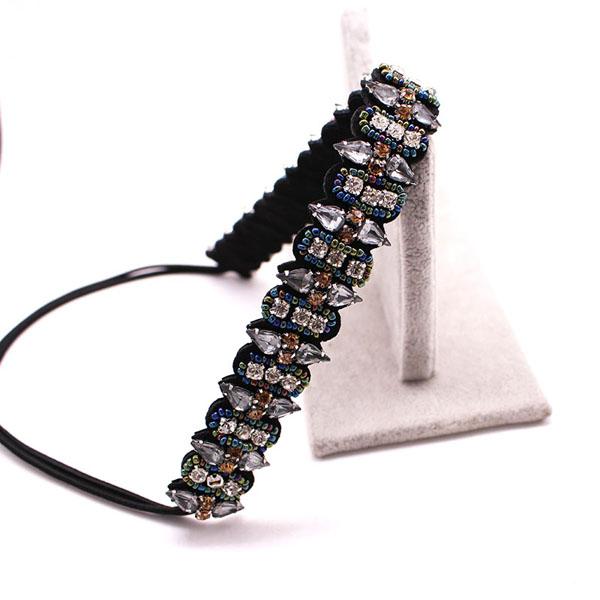 Bohemian Metal Beads Braided Headband Rhinestone Elastic Hair Band For Women & Girls Hair Accessories