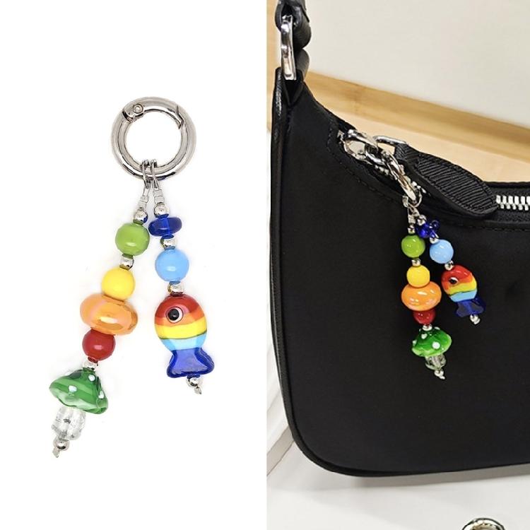 Acrylic Mushroom Keychain Sturdy Beads Dopamine Aesthetic Unisex Fashion Key Holder