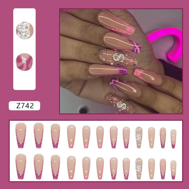 Ballett Nagel Knall Haufen Diamant Nagelstück Süßer Spice Girl Wind Falscher Nagel Diamant Trage Nagel Sommer