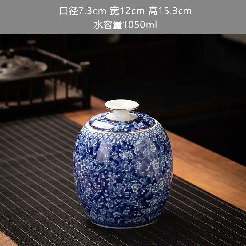 Blue and White Ceramic Sealed Jar Candy Coffee Storage General Jar Household Moisture-proof Tea Jars Tea Packaging Jars Tea Box