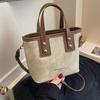 Small Square Crossbody Bag For Women Trendy Versatile Bucket Handheld Bag Color Blocked Shoulder Bag