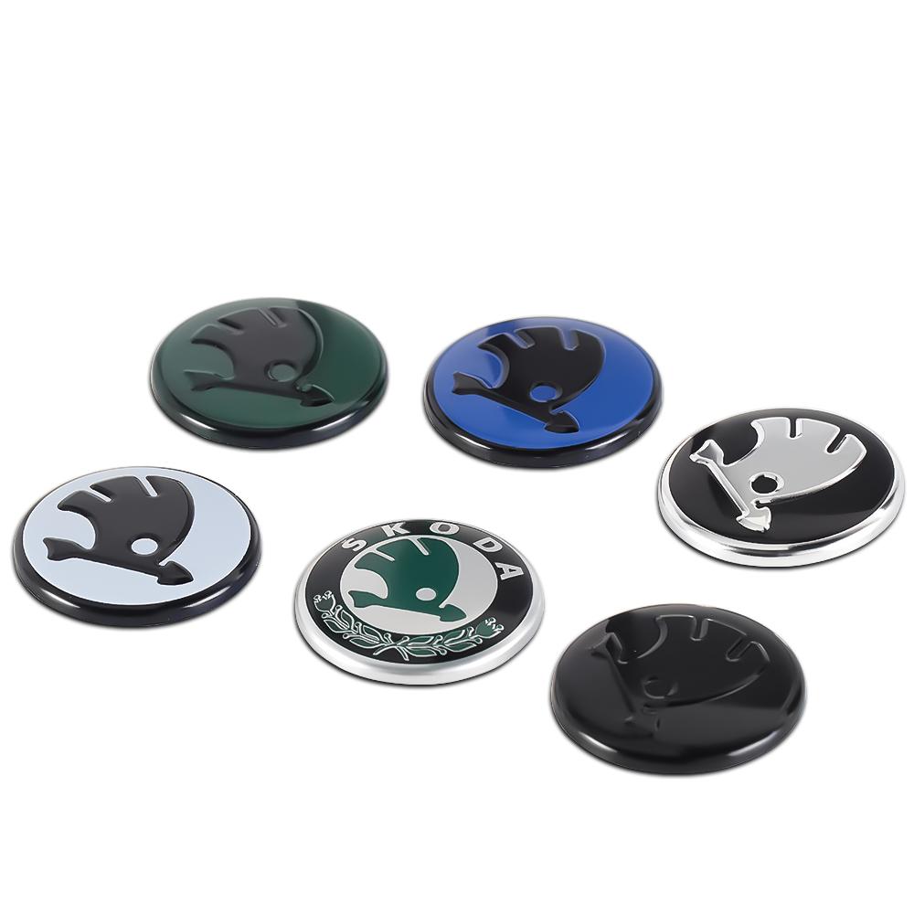 43/44mm For Skoda VRS Octavia Fabia Kamiq Rapid VII Car Steering Wheel Center Cover Sticker Decal Decor Accessories Auto Styling