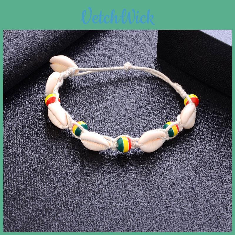 Bohemian Retro Charm Carved Wood Beads Shell Pendant Anklet With Handwork Weaving Artistry For Women