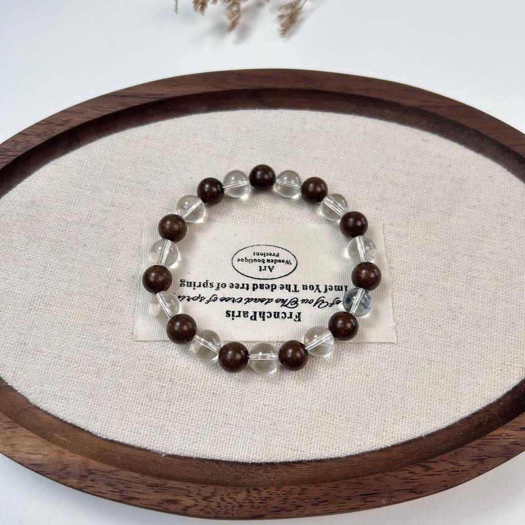 Sandalwood & Agarwood Beaded Bracelet with Pine & Crystal - Antique Chinese Medicine-inspired Soothing Playthings.