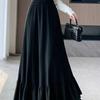 Thick Knitted Half Skirt Autumn/Winter New Popular Style Leaf High Waist Word Large Slimming Splicing Medium Length Long Skirt