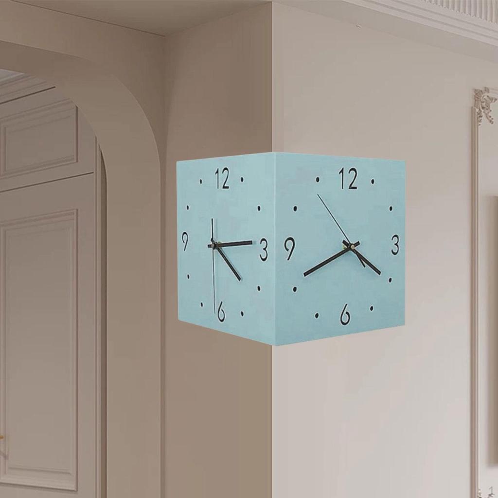 Faced Corner Timepiece Quiet Design Square Clock for Cafe Dining Area