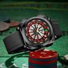 Reloj Nuevo Dios de los Jugadores para Hombre, Rueda de la Fortuna, Personalidad Póker, Reloj de Pulsera No Automático, Resistente al Agua, Luminoso