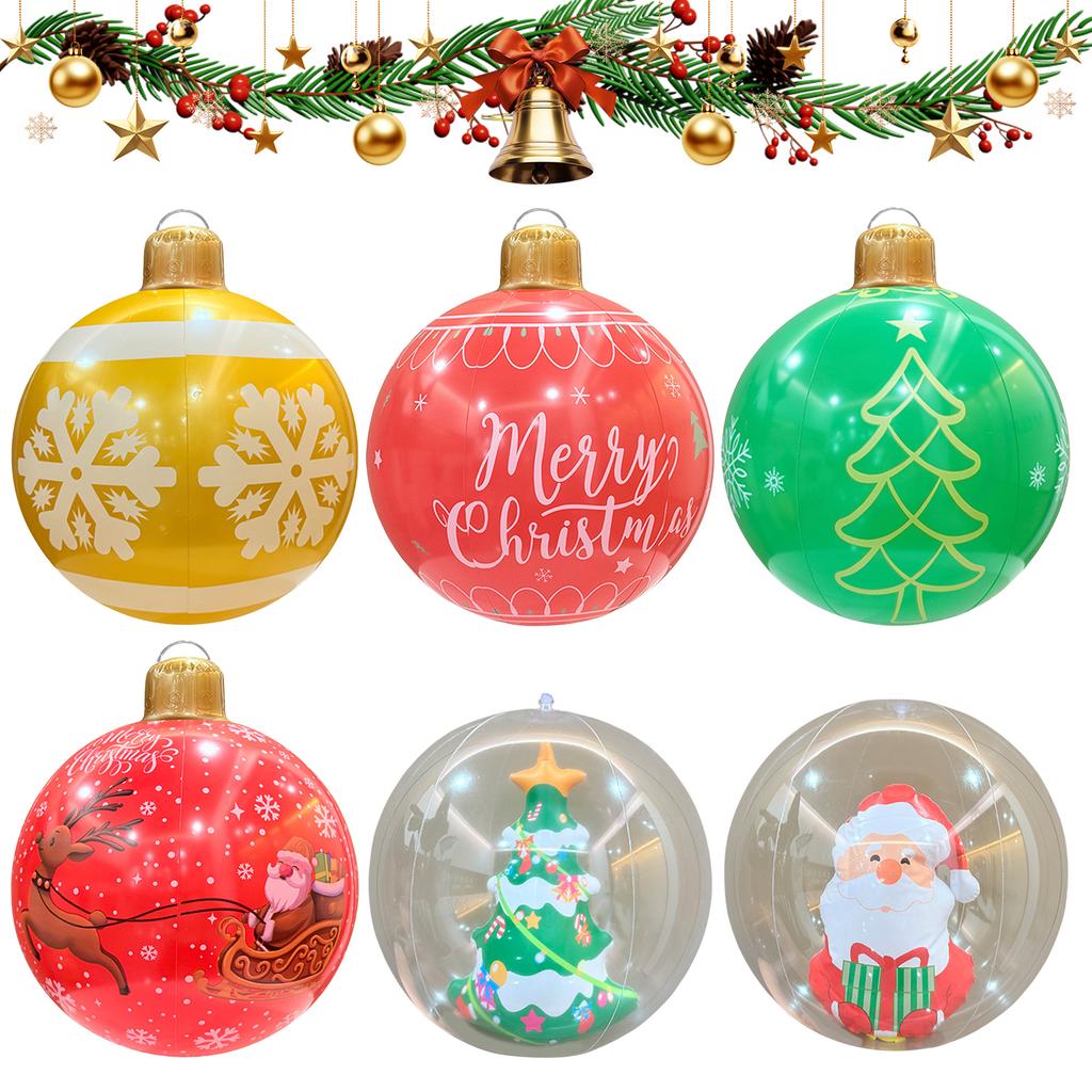 60/35CM PVC Inflatable Christmas Ball New Years Christmas Ornaments Christmas Decorations Ball Holiday Yard Lawn Porch Decor