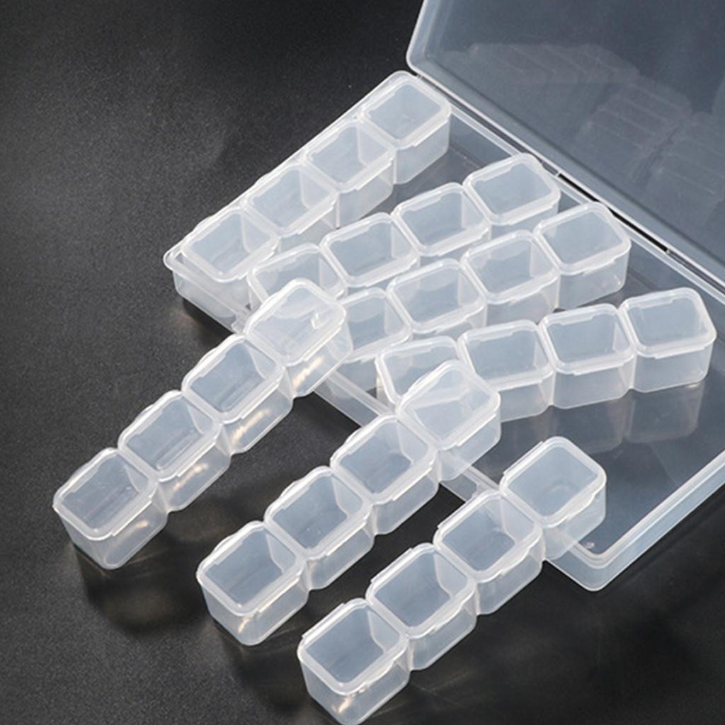 Jewelry Organizer Clear Bead Container 28 Compartments Removable Storage Box