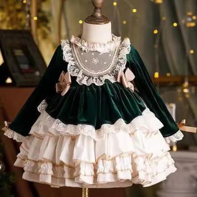 Mädchen Samt Spitze Lolita Prinzessinnenkleid Kleinkind Kind Vintage Elegant Schleife Tutu Vestido Weihnachten Baby