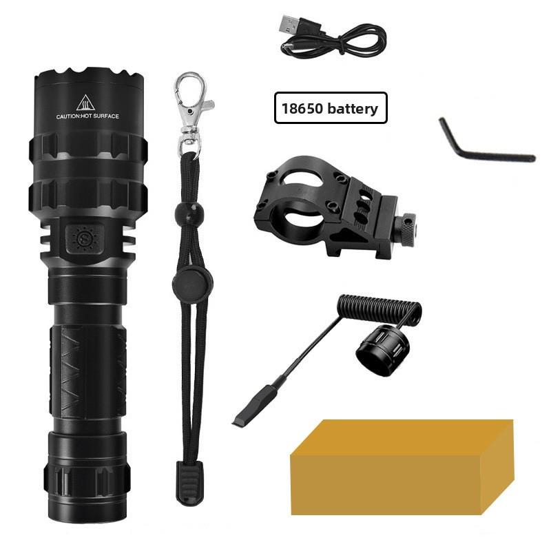 

Светодиодный тактический охотничий фонарь USB перезаряжаемый водонепроницаемый фонарь Switch+Mount+18650battery чёрный