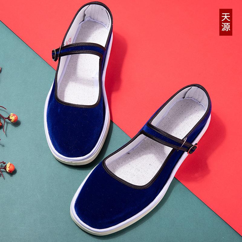 Old Beijing cloth shoes flat-heeled sewn shoes low-top lasagna bottom shallow mouth flat-soled rubber sole mother ethnic style cloth shoes