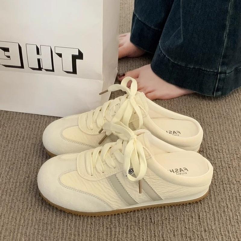 Popular Comfortable Little White Shoes Female Students 2025 Summer Wear Fashionable Versatile One-pedal Lazy Shoes