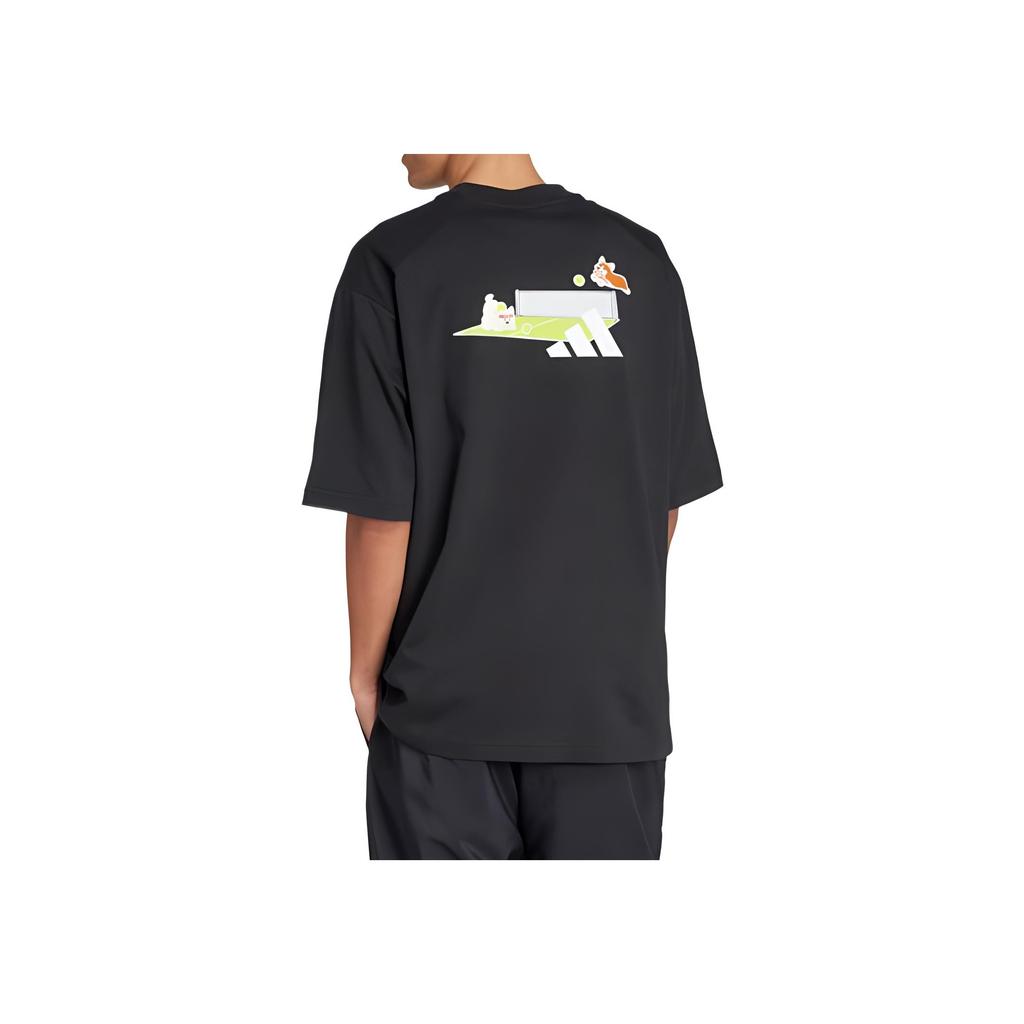 Adidas SS25 Sports Lifestyle Series Logo Print Simple Casual Fashion Comfortable Crew Neck Short Sleeve T-Shirt Unisex T-Shirts Black JZ3263