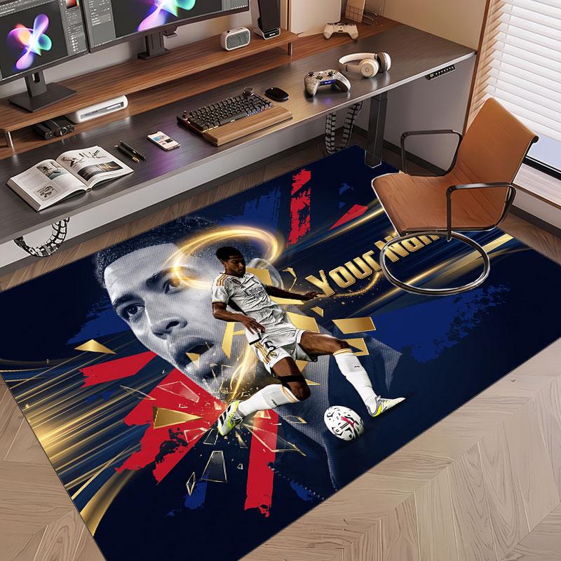 Custom Rug Jude Bellingham Pattern Print Name Text Soft Non‑Slip Floor Carpet for Home Indoor Decoration