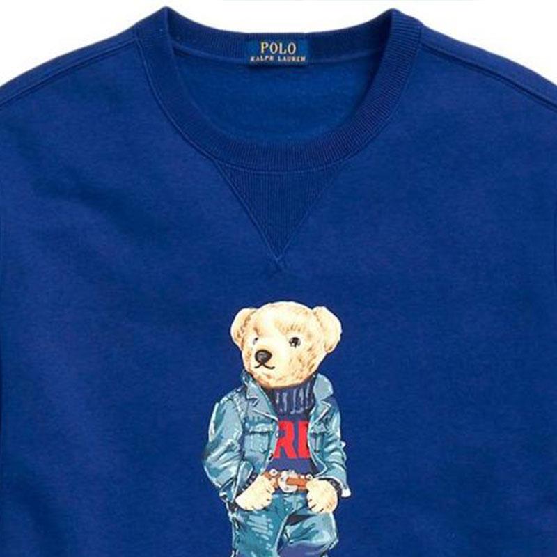 Polo Ralph Lauren FW22 Bear Print Crewneck Long Sleeve Sweatshirt Men sweatshirt Blue 710853308-016