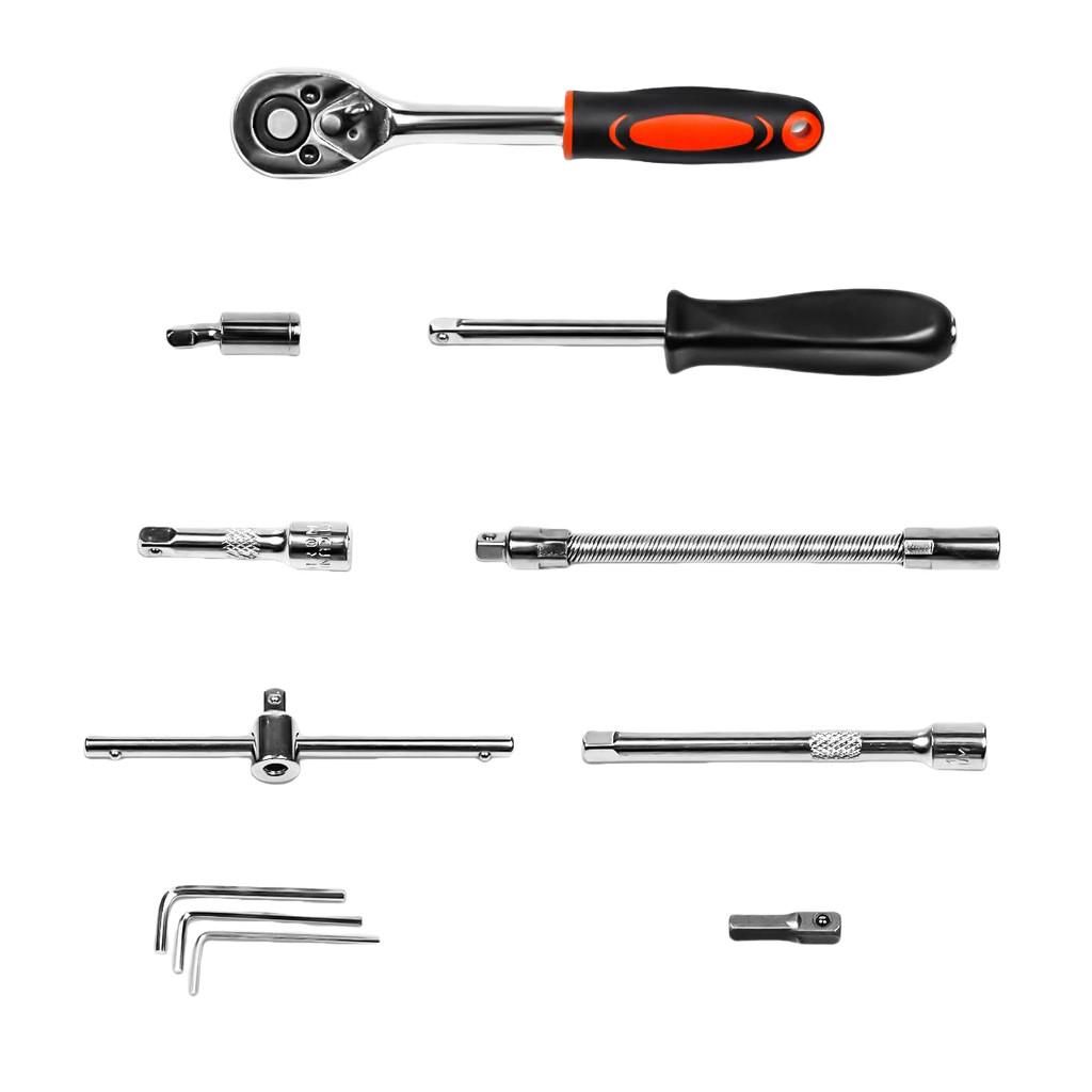 46 шт./компл. Набор гаечных ключей с трещоткой Автомобильный набор инструментов Метрический набор бит и торцевых головок Механический набор торцевых головок Автомобильные аксессуары для ремонта Набор торцевых головок