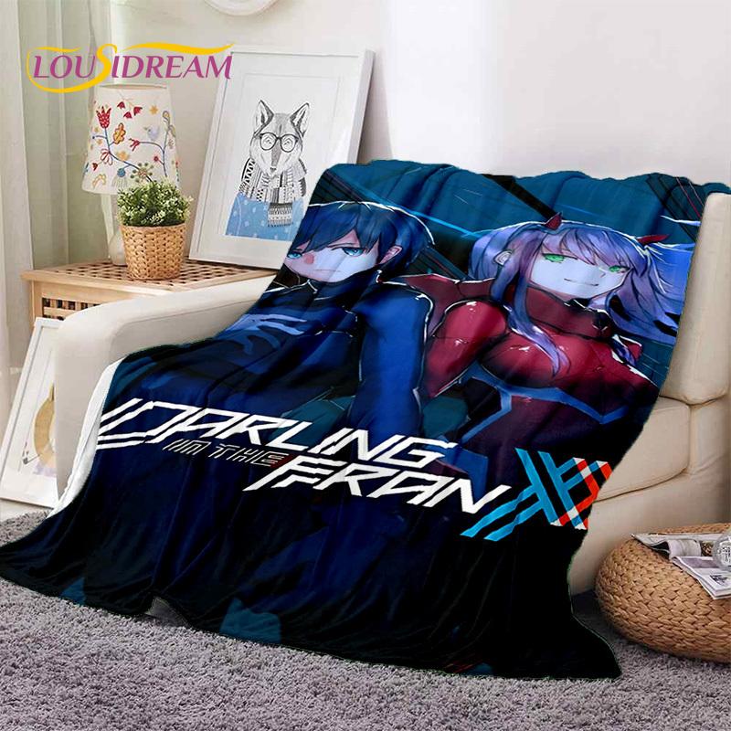 Zero Two Sexy Girl DARLING in The FRANXX Cartoon Flannel Blanket for Bed Bedroom Sofa Picnic,Throw Blanket for Outdoors Leisure