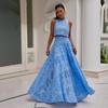 Cross2024 Autumn Chic Sleeveless Embroidered Lace Dress Set - Women's European-American Style, Perfect for Travel