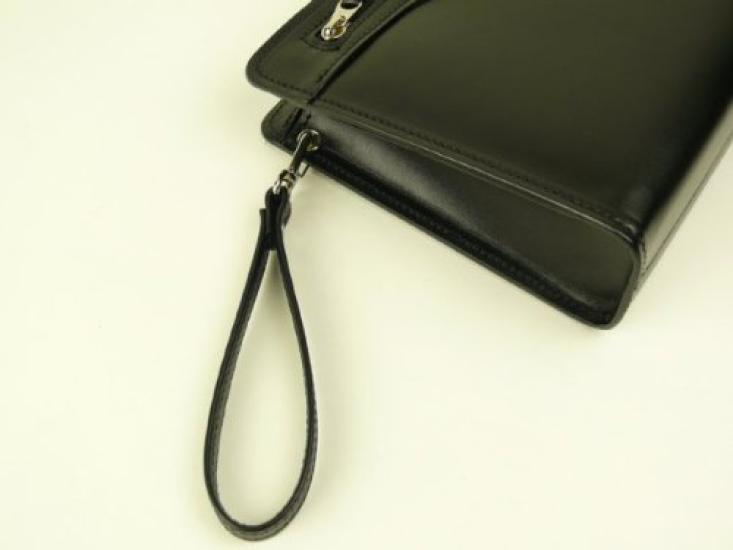 Tasche aus echtem Leder, Tele-Etui, formelle Spezifikationen für feierliche Anlässe, silberne Hardware [Awaji Studio]<Smooth Leather> (Schwarz Schwarz) [Gemacht