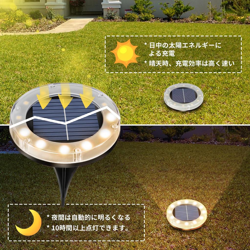 Solarleuchten für Außengarten 12 Automatische Licht Solarboden IP65 Hoch Solar Warmes Licht für und Terrassen von - LEDs, Solarbetrieben, Licht-An, Sensor,