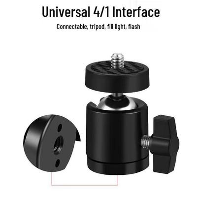 Universelles 360° drehbares Kugelkopfstativ mit 1/4" Handyhalterung für Live-Übertragung und Fotografie