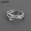 LIVVY Silver Color Irregular Hollow Double Line Geometric Ring Female Simple  Unique Design Fashion  Adjustable Jewelry