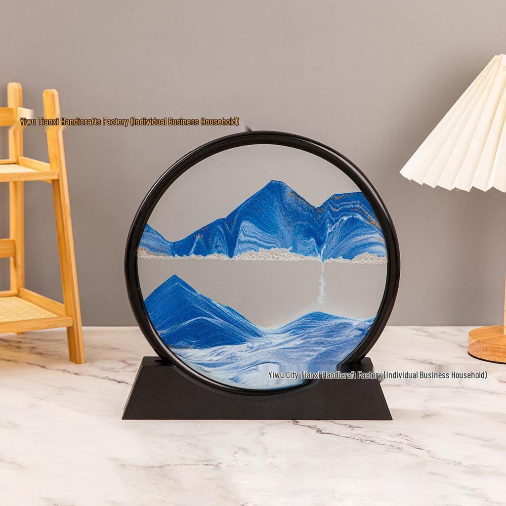 3D Quicksand Hourglass Art: Decompression Landscape Ornament for Home or Office Decor