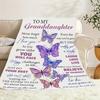 A Cozy Fleece Blanket Featuring a Butterfly Design Embodies The Everlasting Love And Care That Grandparents Have for Their Granddaughter. Th