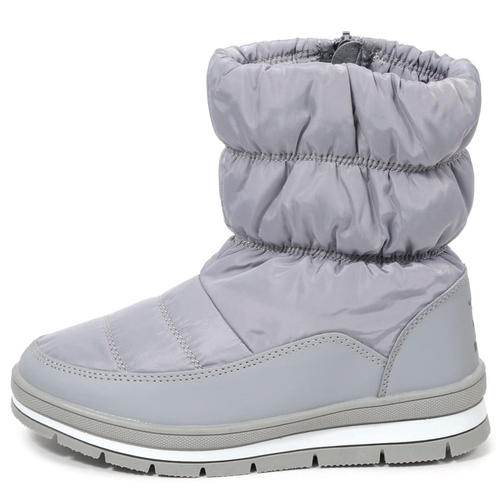 moz U Down Seitliche elastische Raffung bei der Kältegröße LL Damenstiefel, Reißverschluss, Öffnung, Wasserabweisend, Wetter, Rutschfeste Sohle, Grau,