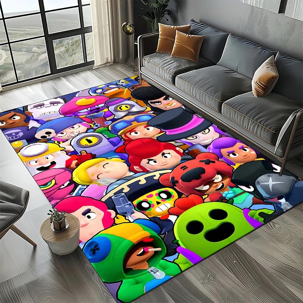 2025 New Style Brawlls Game Cartoon Game Carpet Rug for Living Room Bedroom Home Sofa Decoration,Kids Non-slip Floor Mat