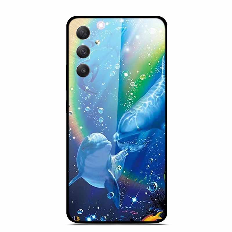 Tempered Glass Cases For Samsung M35 5G Case GalaxyM35 Painted Hard Back Fundas for Samsung Galaxy M35 5G Back Cover Protection
