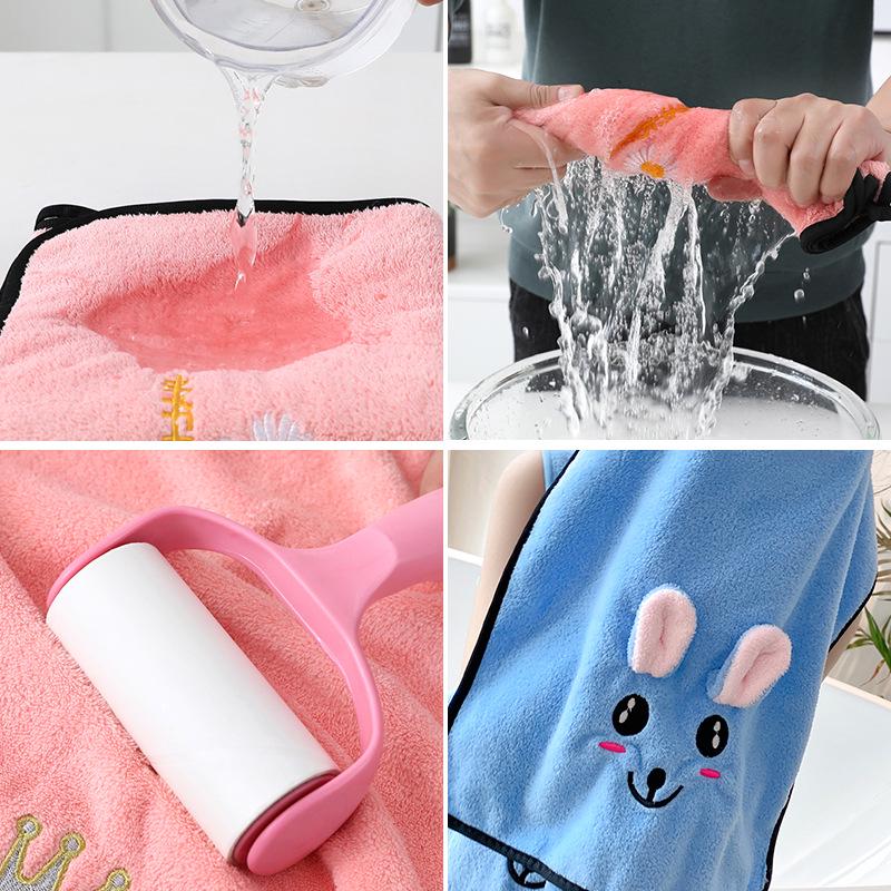 Coral Fleece Cartoon Bath Towel Set: Thick, Absorbent, Embroidered for Children and Mothers