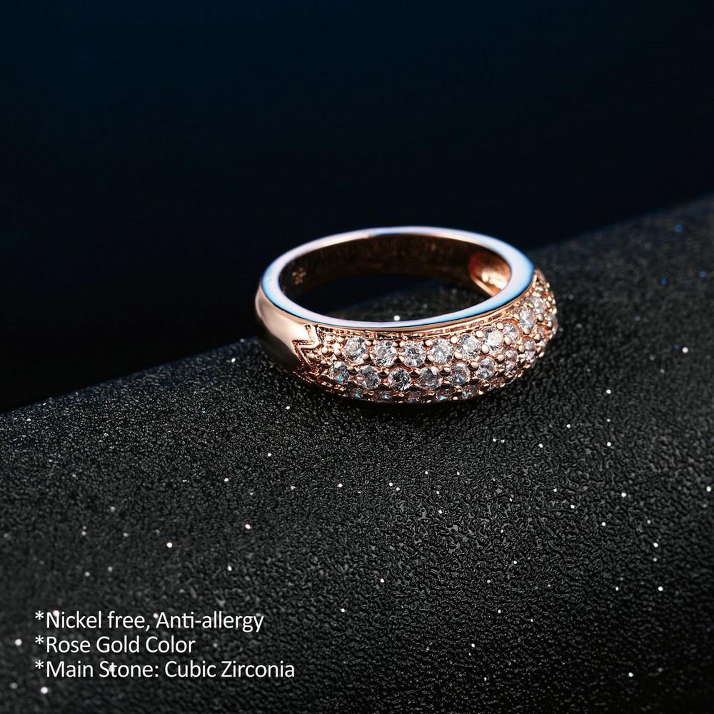 Double Fair Women's Engagement Rings Rose Gold Color Crystal Fashion White CZ Stone Wedding Ring Jewelry For Women DFR061