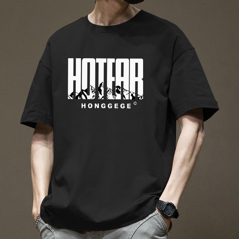 

Short sleeved T-shirt men s summer heavyweight 2025 new trendy loose and versatile heavyweight pure cotton short sleeved T-shirt S